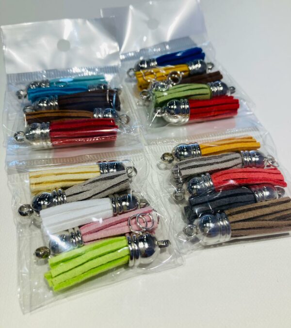 60111410  Borla de piel sintética - colores mixtos - 3 cm 5 piezas