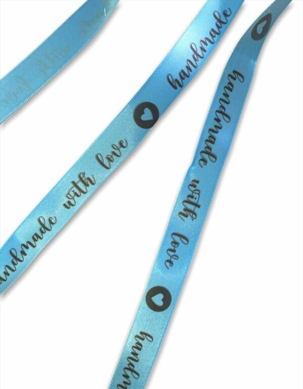 11162123 Listón frase "Handmade with love" 1 metro - Azul