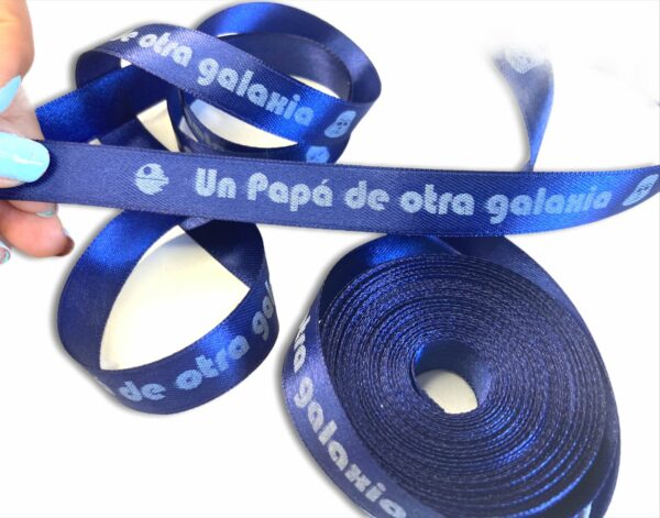 11162123 Listón frase "Un papà de otra galaxia" 1 metro - color azul marino