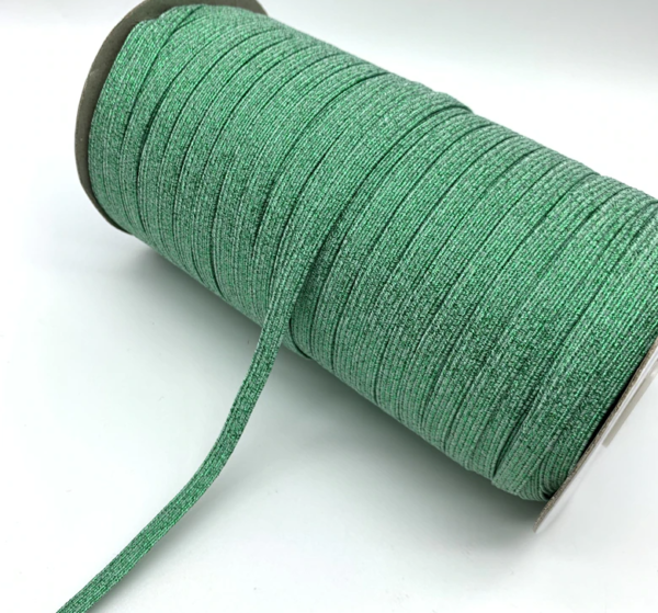 11162115 Elástico plano 6mm color Verde metalizado 1m