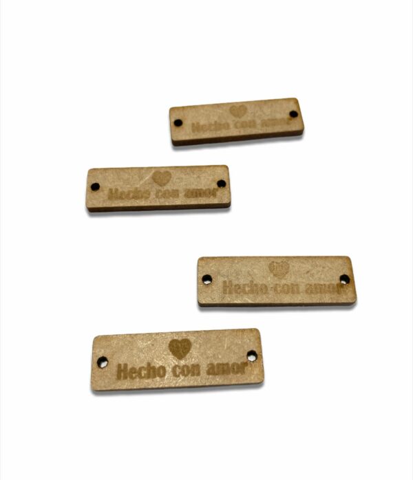 Plaquita rectangular Hecho con amor - MDF - ranura circular