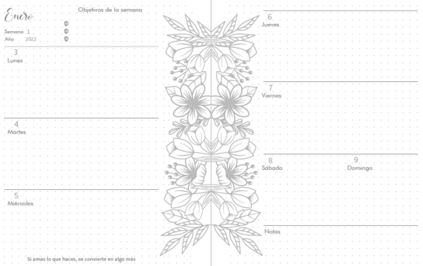 Archivo Digital - Planner medio oficio semanal modelo floral 002 - Sin fechas - - Image 2