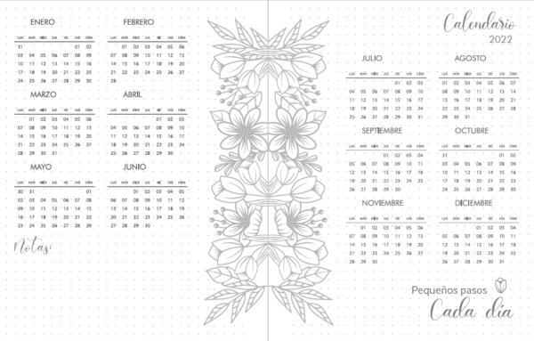 Archivo Digital - Planner medio oficio semanal modelo floral 002 - Sin fechas -