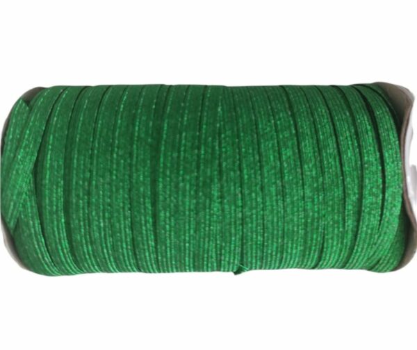 11162115 Elástico plano 6mm color verde bandera metalizado 1m