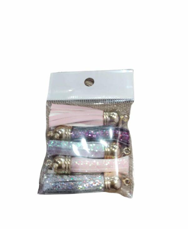 60111410 Borla de piel sintética - colores Glitter mixtos - 3 cm 5 piezas