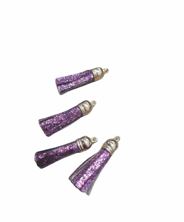 60111410 Borla para llavero - Morado Glitter 5 piezas