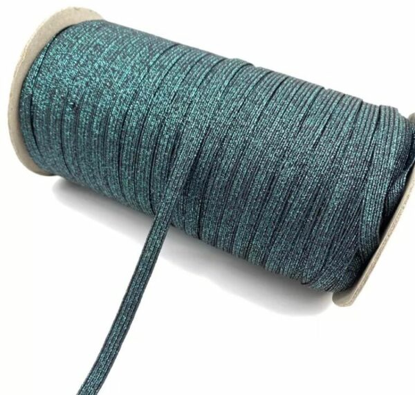 11162115 Elástico plano 6mm color teal (verde azulado) metalizado 1m