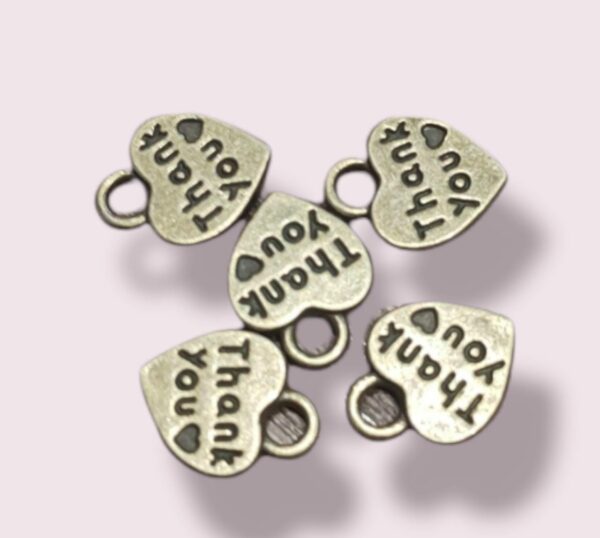 60111410 Decoración corazon metal "Thank You" 8 x 11 mm - color bronce