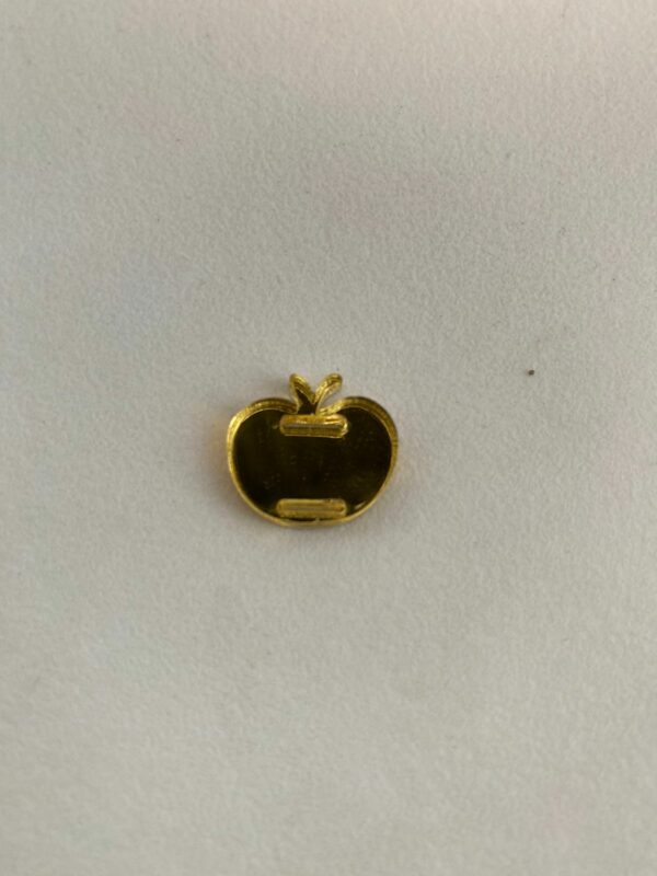 60111410 Plaquita en forma de manzana Grande - Acrílico Dorado - ranura plana