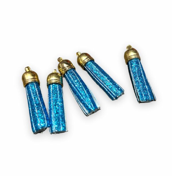 60111410 Borla para llavero - Azul  Glitter 5 piezas