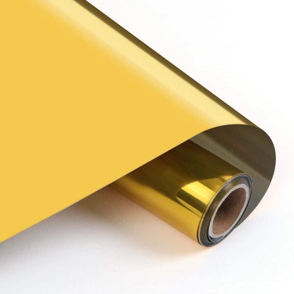 44121635 Rollo de vinil textil 30cm x 50cm. Color Dorado espejo