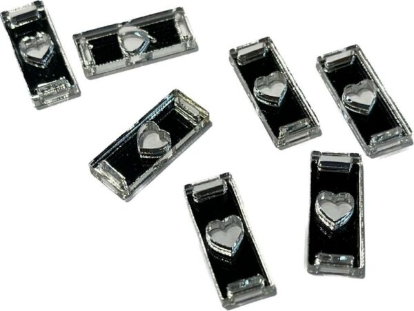 60111410 Plaquita rectangular corte corazón - Plata