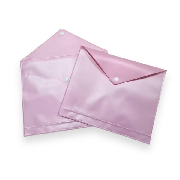 44122019 - 10 piezas Mica para doctos con solapa y broche a presión - Tam Medio oficio color rosa