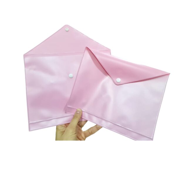 44122019 - 10 piezas Mica para doctos con solapa y broche a presión - Tam Medio oficio color rosa - Image 2