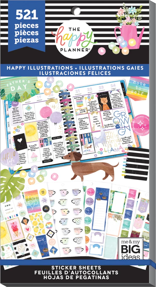 Happy Planner - Paquete Stickers - HAPPY ILLUSTRATIONS. PPSV-116-3048