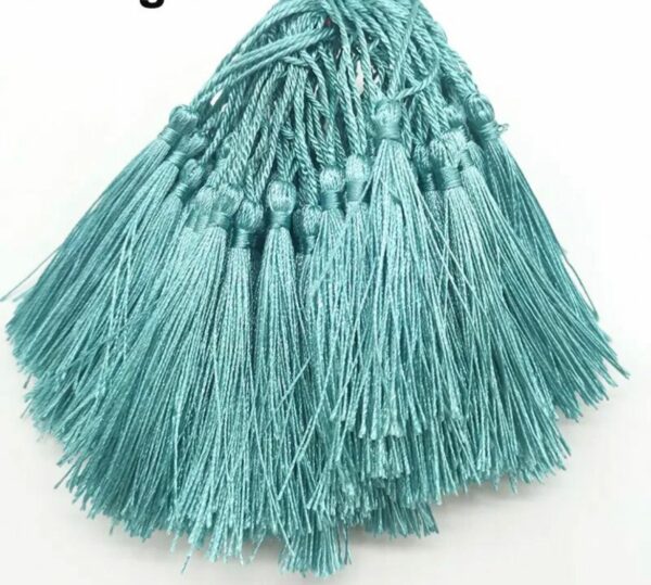 60111410 Borlas de seda - Marca páginas de 13 cm con lazo - 10 piezas color Menta
