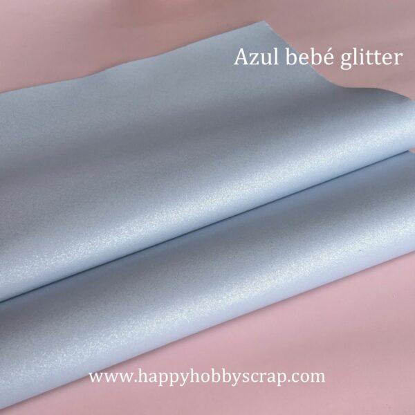 44121635 Vinipiel Azul Bebe Glitter 30 x 60cm