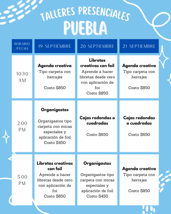 Curso presencial Puebla del 19 al 21 de Septiembre - Separación de curso